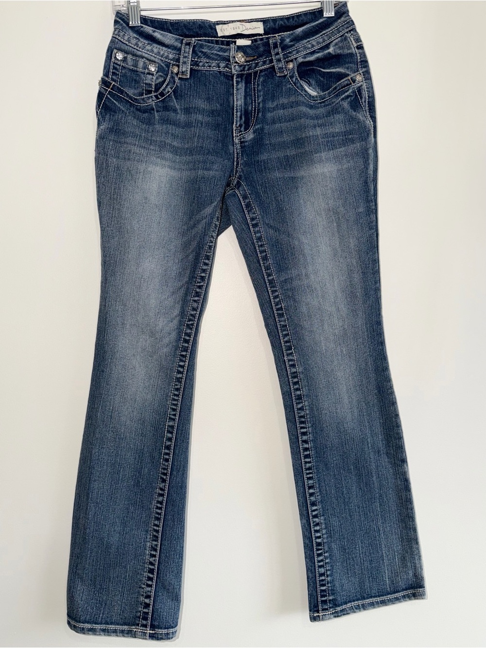 C EST 1946 Denim Jeans Womens 6P Bootcut Y2K Embellished Pocket Stretch Petite